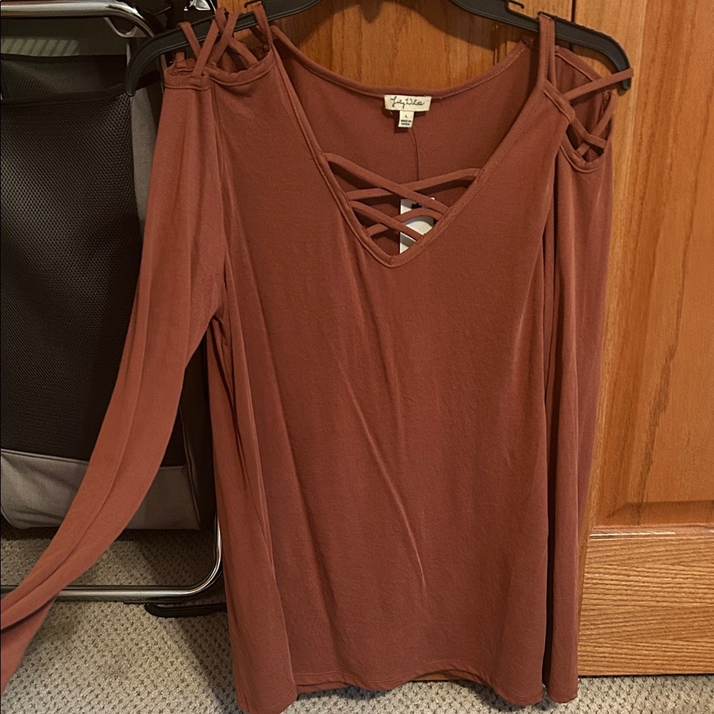 Lily White Terracotta Crisscross Blouse